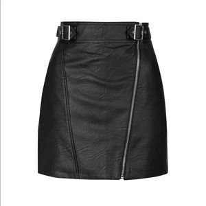 Topshop petite faux leather belted moto skirt